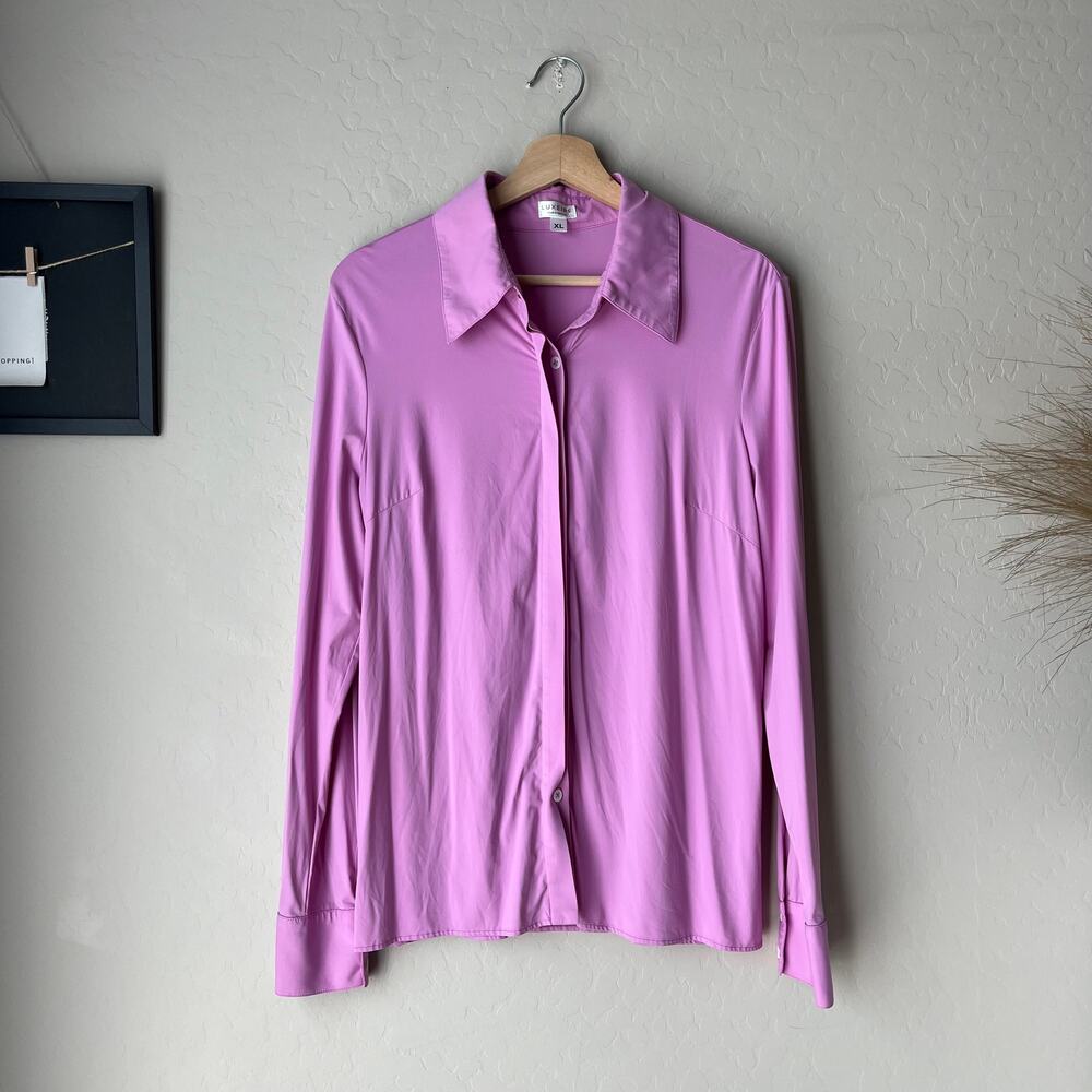 Luxeire Light Purple Classic Long Sleeve Button Up Shirt Women’s Size XL